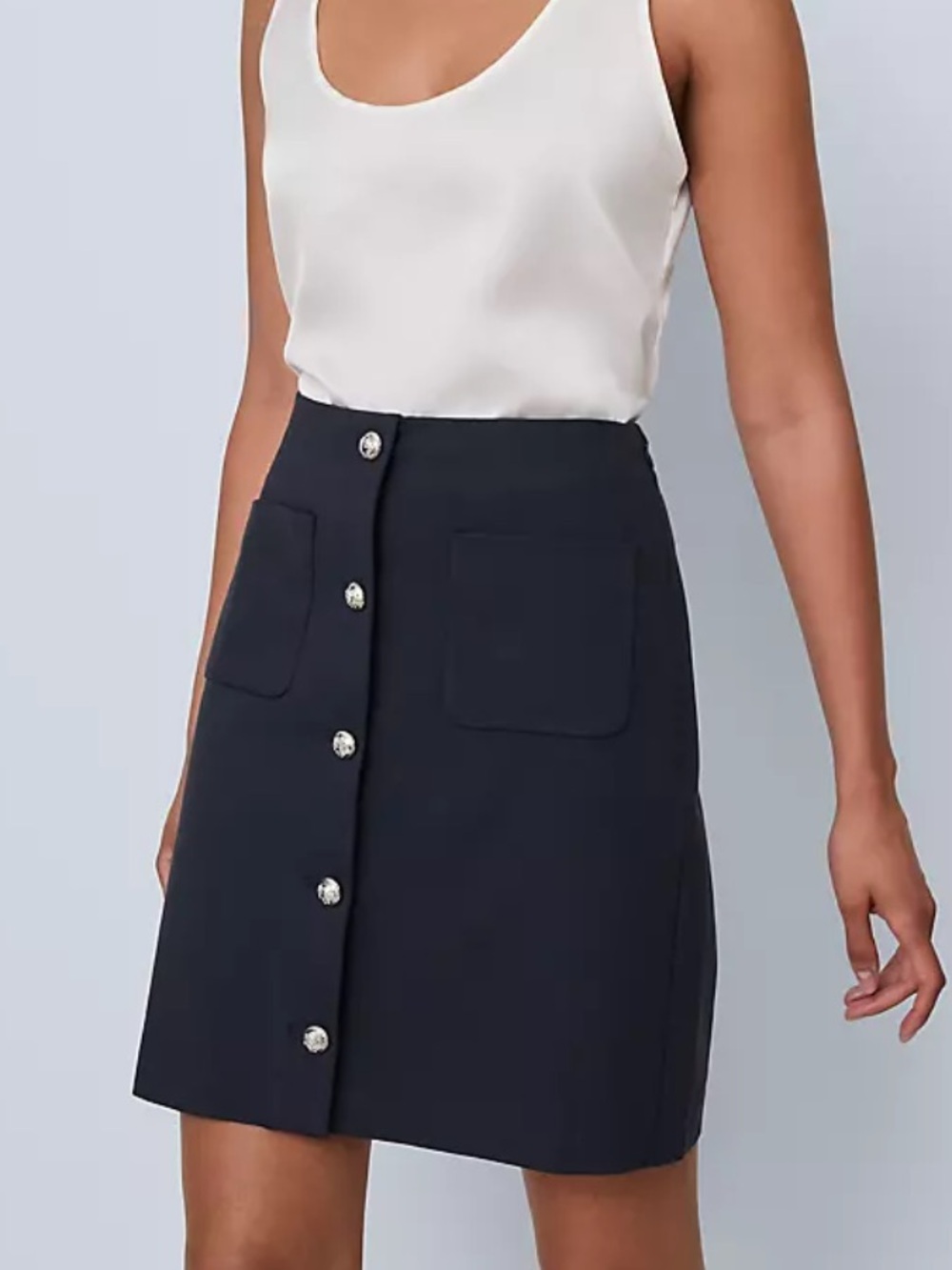 NWT ANN TAYLOR Pocket Skirt in Ponte Navy A Line